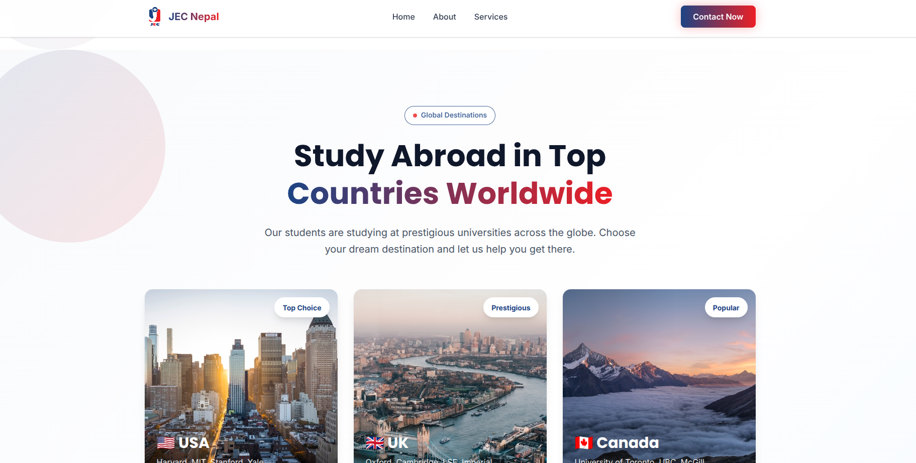 JEC Nepal website built with TALL stack — Laravel, Livewire, Alpine.js, Tailwind CSS by Nunam Rai