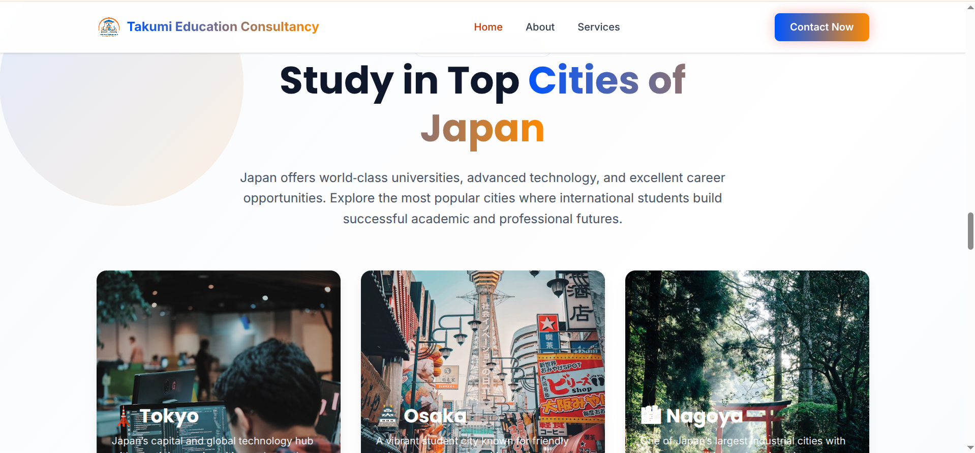 Takumi Education website built with TALL stack — Laravel, Livewire, Alpine.js, Tailwind CSS by Nunam Rai